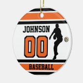 Aangepast ⚾ honkbal | Oranje, wit en zwart Keramisch Ornament (Links)