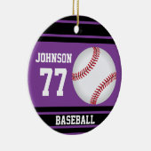 Aangepast ⚾ honkbal | Paars en zwart Keramisch Ornament (Rechts)