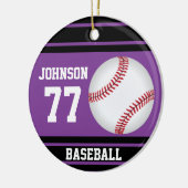 Aangepast ⚾ honkbal | Paars en zwart Keramisch Ornament (Links)