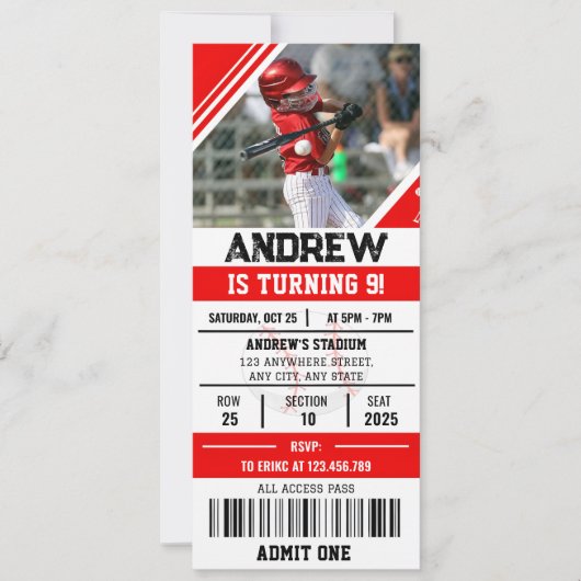 Aangepast honkbal verjaardagsfeest met foto voor k kaart (Voorkant)