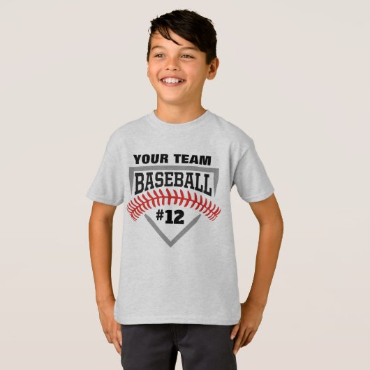 Aangepast honkbalteam Kinder Shirt Baseball Base L (Voorkant volledig)
