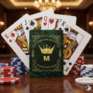 Aangepast hoog inzet casino monogram groen goud pokerkaarten