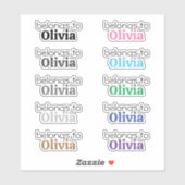 Aangepast "hoort bij" naam label Stickers (Vel)