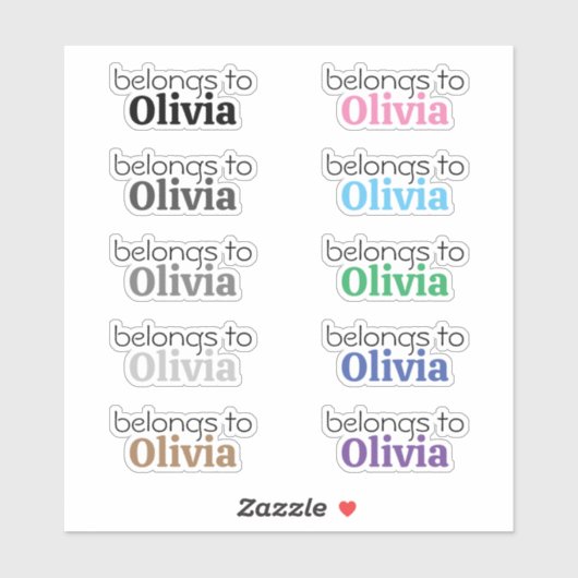 Aangepast "hoort bij" naam label Stickers (Vel)