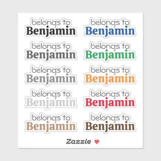 Aangepast "hoort bij" naam label Stickers (Vel)