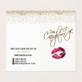 Aangepast - Hot Pink en Gold Lip Instructies Visitekaartje (Buitenkant ongevouwen)