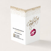 Aangepast - Hot Pink en Gold Lip Instructies Visitekaartje (Buitenkant)