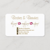 Aangepast - Hot Pink Glitter en Gold - Wit Visitekaartje (Achterkant)