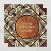 Aangepast hout Modern Masculine Birthday Kaart (Voorkant / Achterkant)