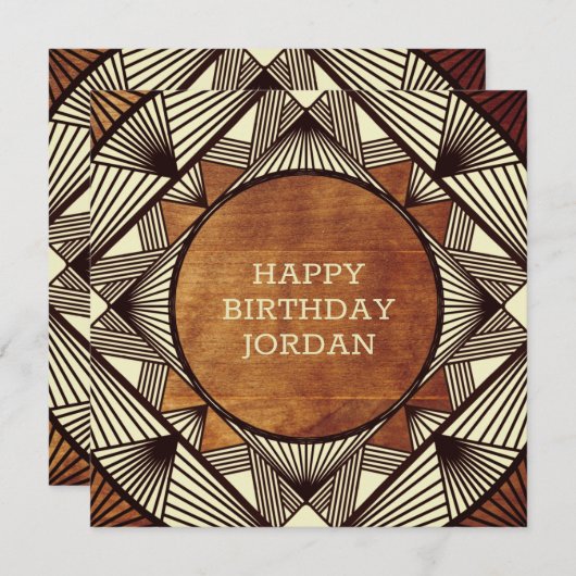 Aangepast hout Modern Masculine Birthday Kaart (Voorkant / Achterkant)