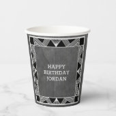 Aangepast hout Modern Masculine Gray Birthday Papieren Bekers (Voorkant)