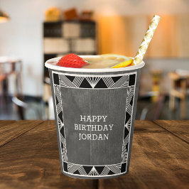 Aangepast hout Modern Masculine Gray Birthday Papieren Bekers