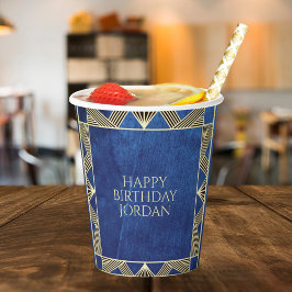 Aangepast hout Moderne marine Blue Masculine Birth Papieren Bekers