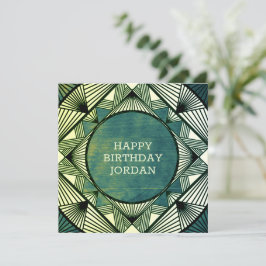 Aangepast hout Moderne Masculine Green Birthday Ka Feestdagenkaart