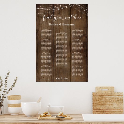 Aangepast & houten lampjes Gemiddeld schema voor l Poster (Keuken)