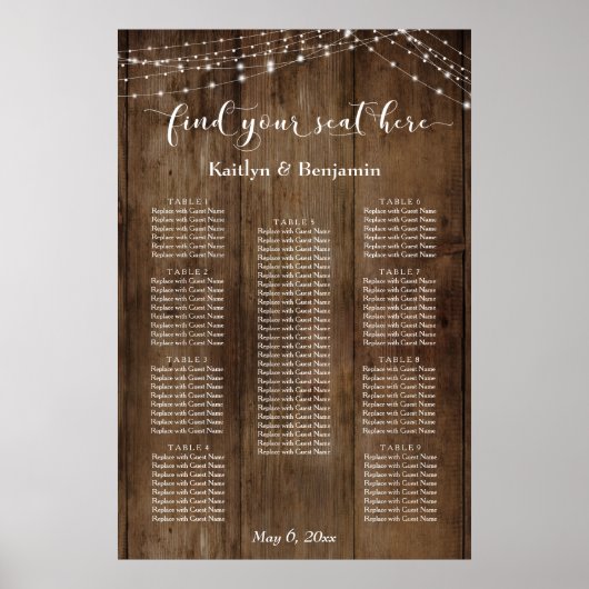 Aangepast & houten lampjes Gemiddeld schema voor l Poster (Voorkant)