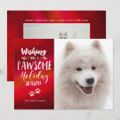 Aangepast huisdier 2 foto | Pawsome typografie vak Feestdagenkaart (Voorkant / Achterkant)
