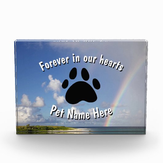 Aangepast Huisdier Memorial Rainbow Acryl Blok (Voorkant)