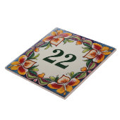 Aangepast huisnummer Bord Hawaiian Flowers Tegeltje (Zijkant)