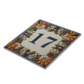 Aangepast huisnummer Bord teken  Bloemen Tegeltje (Zijkant)