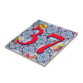 Aangepast huisnummer Floral Siciliaans fruit Tegeltje (Zijkant)