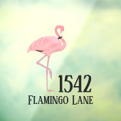 Aangepast huisnummer straatnaam Roze Flamingo Raamsticker (Vel 3)