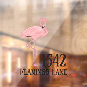 Aangepast huisnummer straatnaam Roze Flamingo Raamsticker (Vel 2)