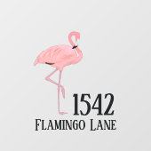 Aangepast huisnummer straatnaam Roze Flamingo Raamsticker (Vel)