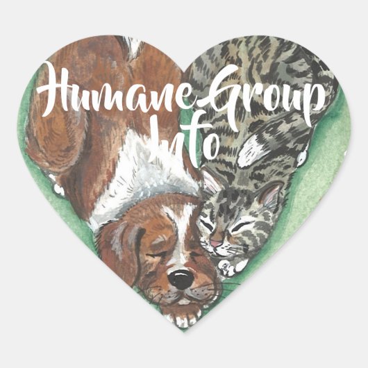 Aangepast Humane Dog Cat Puppy Kitten Heart Hart Sticker (Voorkant)