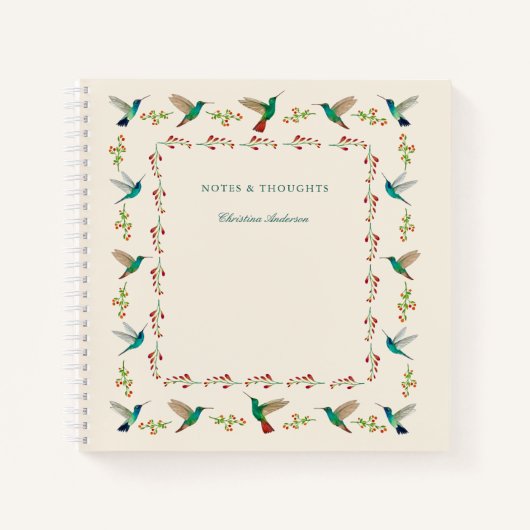 Aangepast Hummingbird Border Notitieblok Notitieboek (Voorkant)