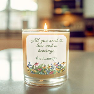 Aangepast humoristische citaat Wilde Bloemen Kaars Vierkante Sticker