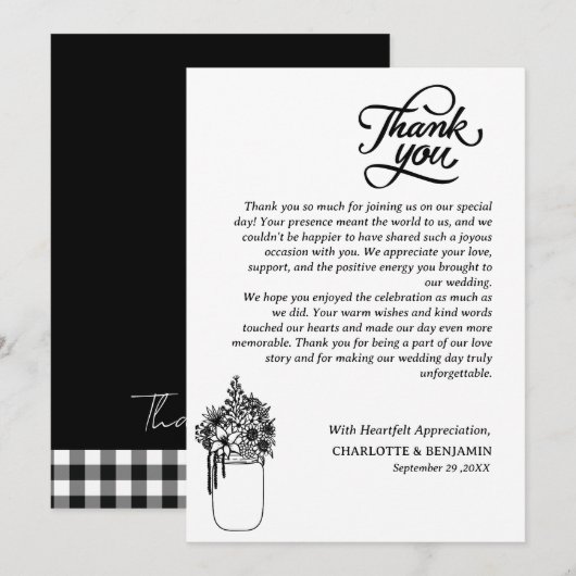 Aangepast huwelijk bedankkaart (Voorkant / Achterkant)