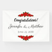 Aangepast huwelijk gefeliciteerd banner Red Roses (Horizontaal)