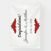 Aangepast huwelijk gefeliciteerd banner Red Roses (Verticaal)