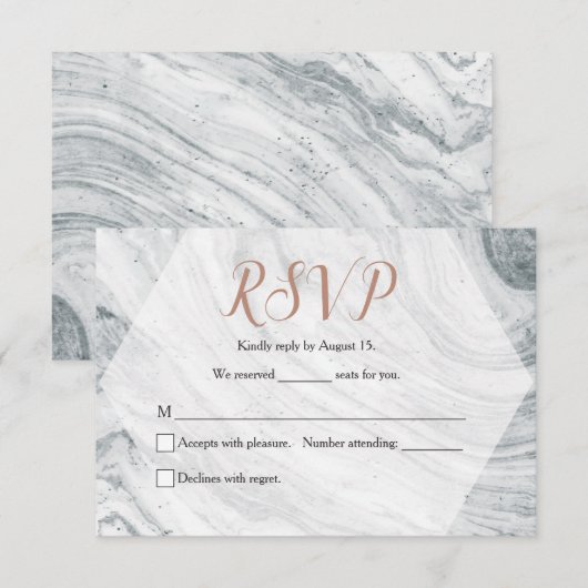 Aangepast, Huwelijk, Marmeren RSVP, Chic RSVP Kaartje