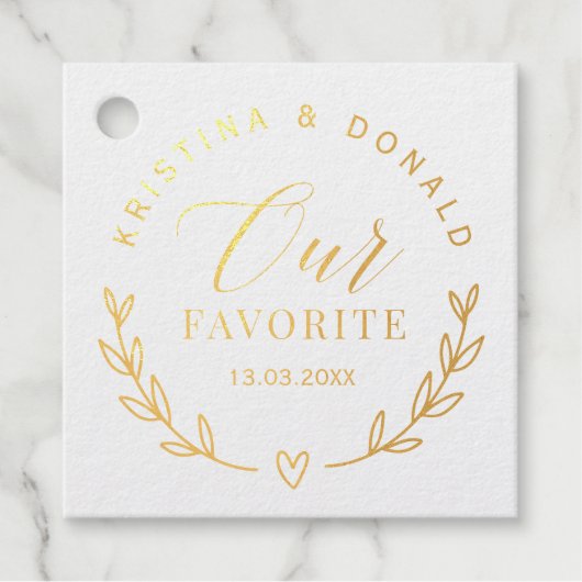 Aangepast huwelijk voor onze favoriete Folie Bedankjes Labels (Voorkant)