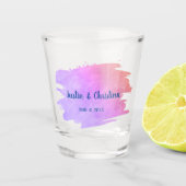 Aangepast huwelijksaandenken waterverfspat shot glas (Voorkant)