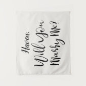 Aangepast huwelijksaanzoek bord licht crème Wil je Wandkleed (Voorkant)