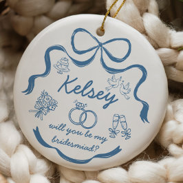 Aangepast huwelijksaanzoekcadeau voor bruidsmeisje keramisch ornament