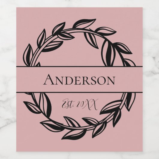 Aangepast huwelijksjaar familienaam wijn etiket (Enkel label)