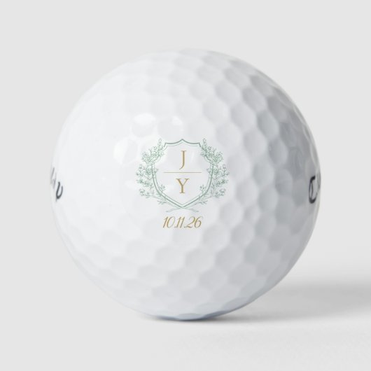 Aangepast huwelijksmonogram met initialen en datum golfballen (Voorkant)