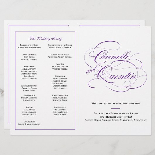 Aangepast huwelijksprogramma - Paars (Voorkant / Achterkant)