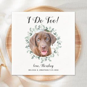 Aangepast I doe te Greenery Pet Photo Dog Wedding Servet
