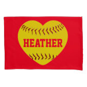 Aangepast I houdt van SOFTBALL-HART Kussensloop (Voorkant)
