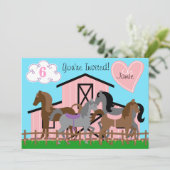 Aangepast I Love Horses Birthday 5x7 Uitnodiging (Staand voorkant)