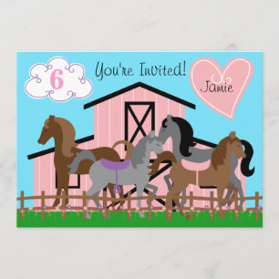 Aangepast I Love Horses Birthday 5x7 Uitnodiging