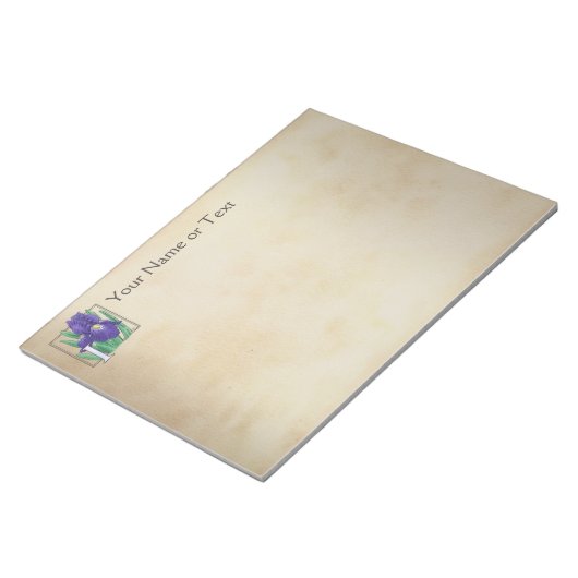 Aangepast I voor Irises Bloem Monogram Notitieblok (Schuin)