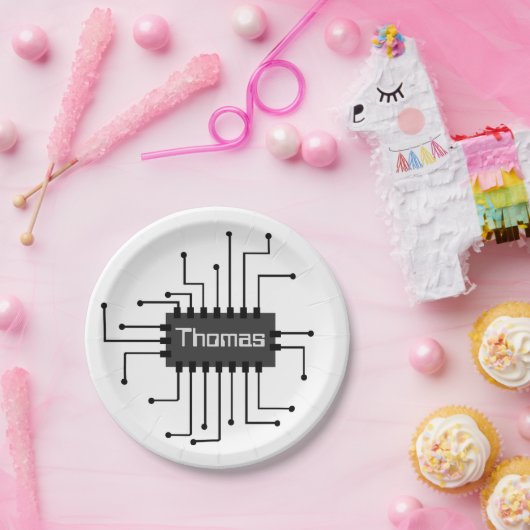 Aangepast IC-chipAfbeelding computer Papieren Bordje (Feest)