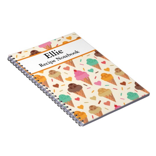 Aangepast Ice Cream Cone-patroon Ontvang Notitieboek (Rechterzijde)