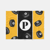 Aangepast Ice Hockey Puck Name Initiaal Monogram Fleece Deken (Voorkant (Horizontaal))